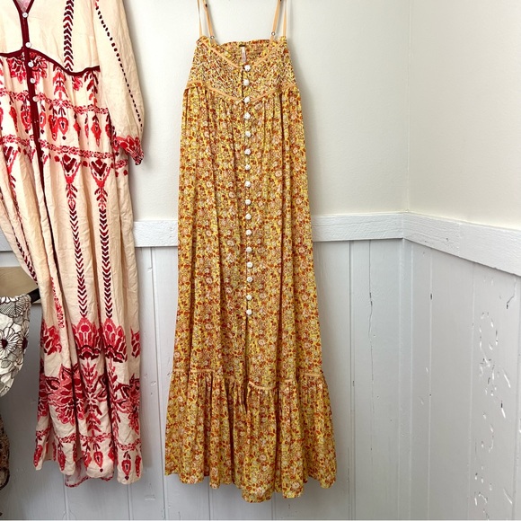Free People Molly Jo Floral MIDI Dress — Golden Combo (XS) - Picture 13 of 13